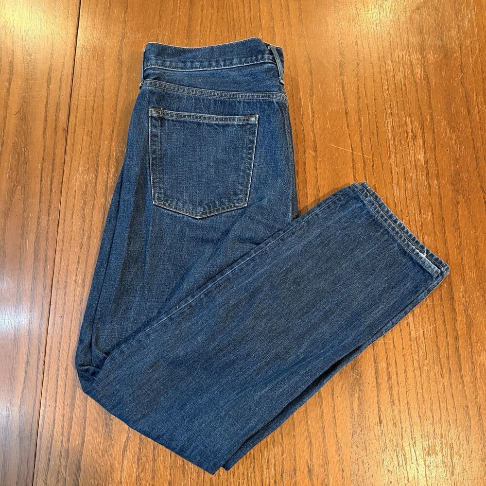 J.Crew 770 Jeans Mens 35x32 Dark Wash Straight Leg 100% Cotton Denim Blue